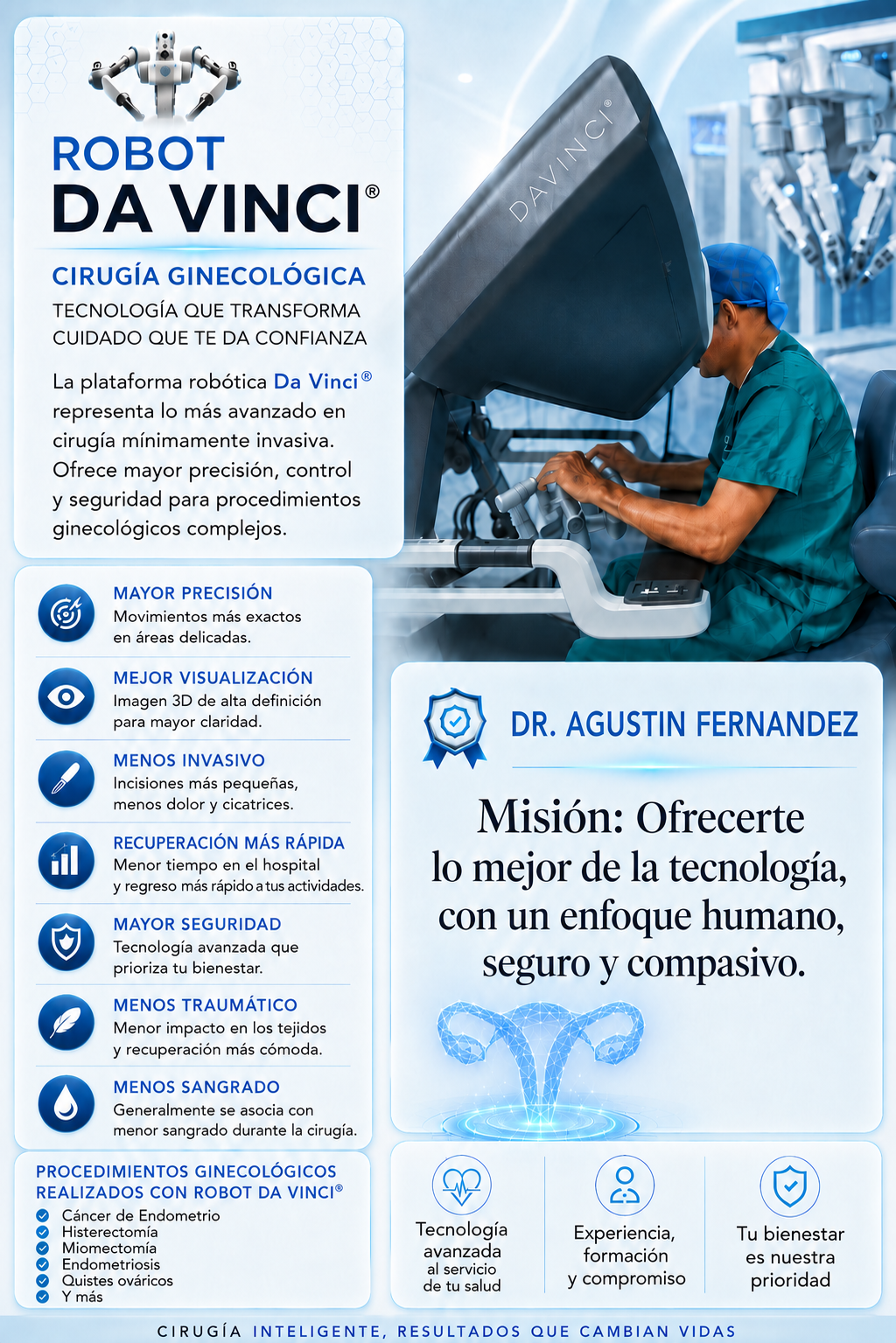 Información sobre cirugía ginecológica con Robot Da Vinci